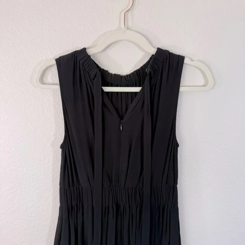 NWT KATE SPADE Rio De Janeiro Crepe Back Tie Black Midi Dress